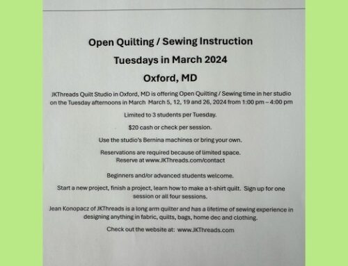 Open Quilting & Sewing Instruction with JKThreads