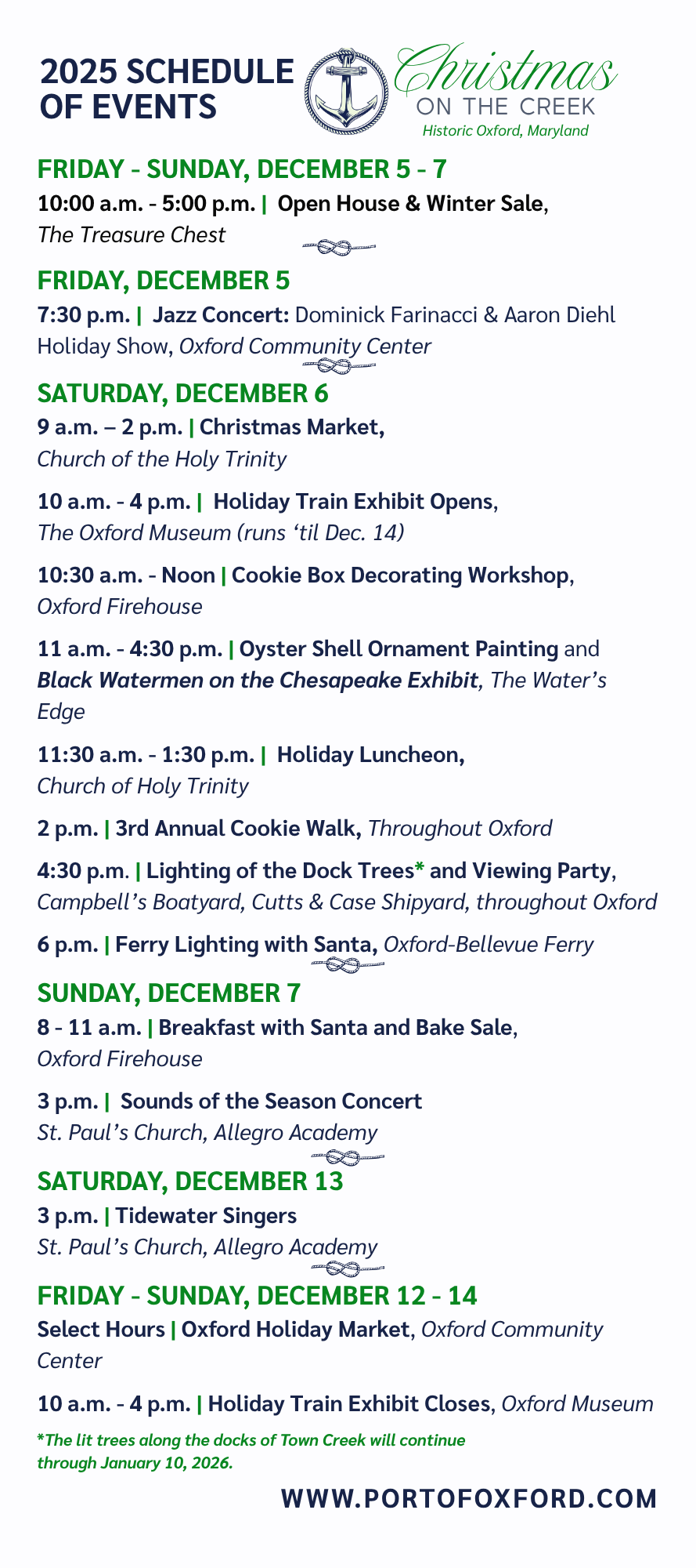 2025 Christmas on the Creek Schedule (3)