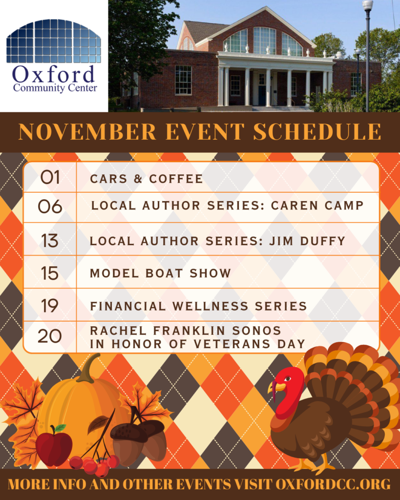 November at a Glance, Oxford Community Center