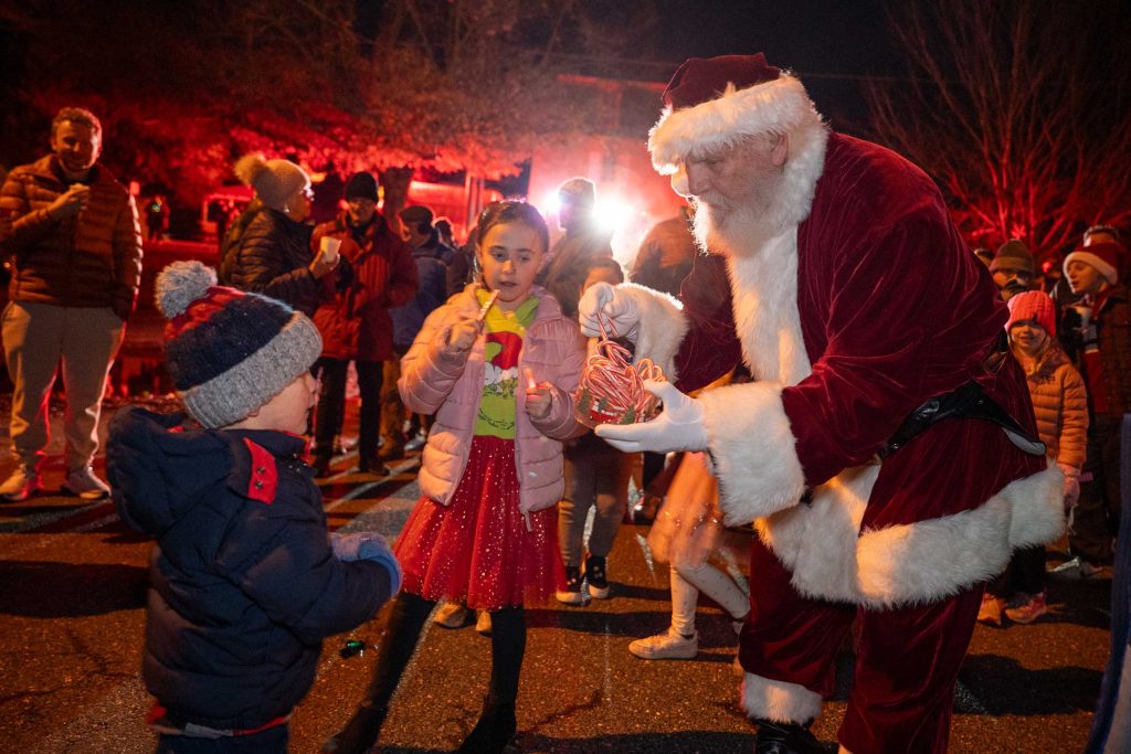 Ferry Lighting Event with Santa